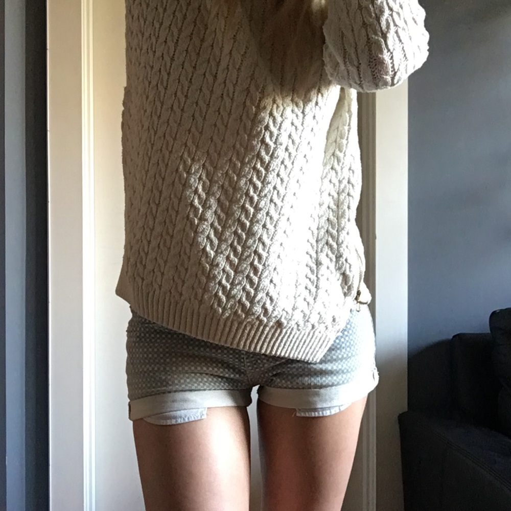 Zara Off White Side Zip Knit Sweater XS